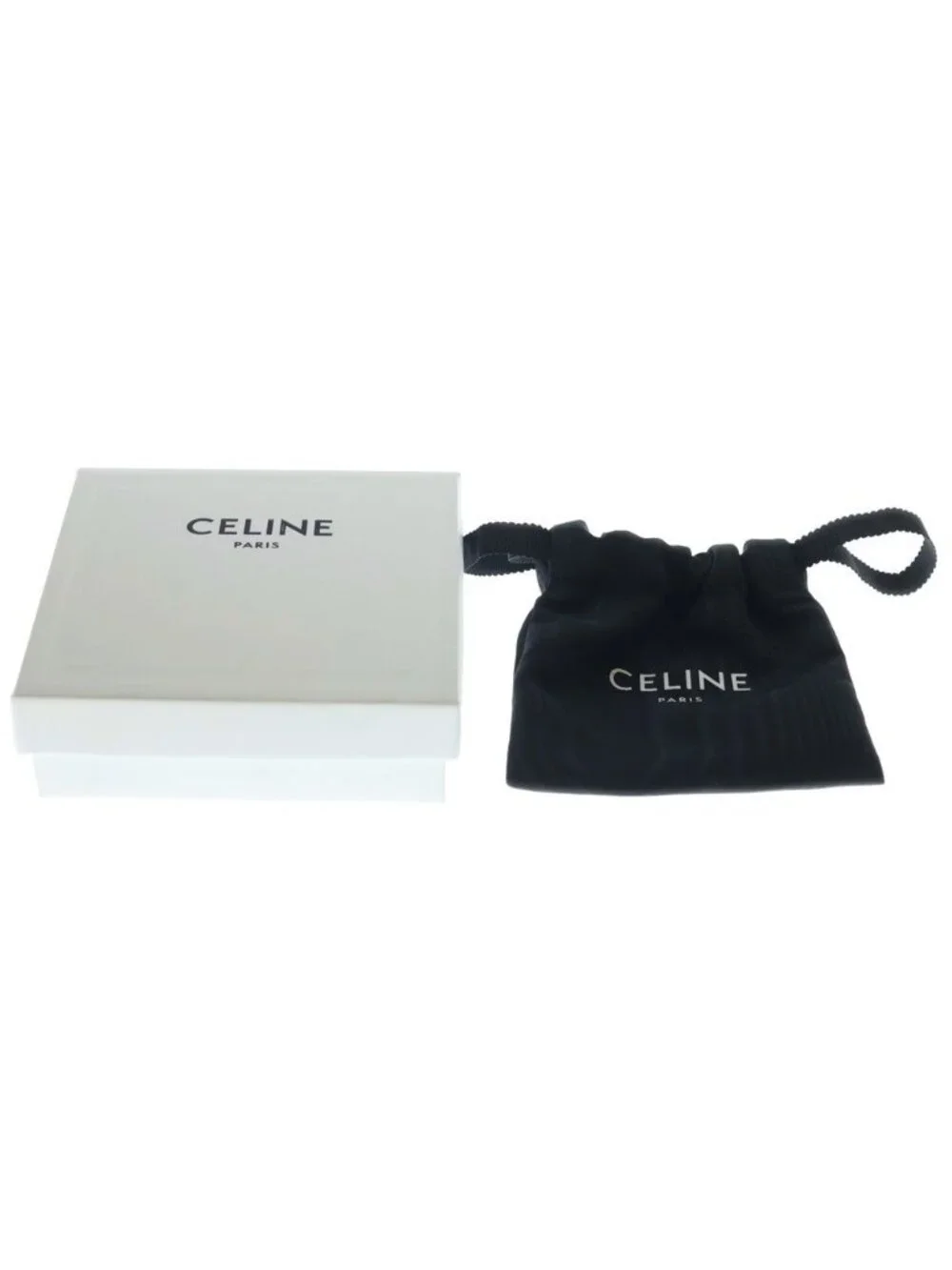 Celine Triomphe Leather Beach Bra Bangle Silver Black Bracelet